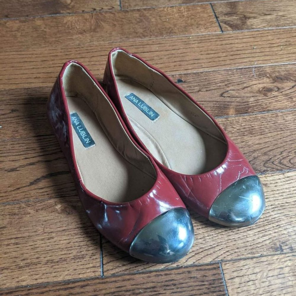 Women's Red Ana Lublin Leather Flats UK Size 6.5/EUR 37